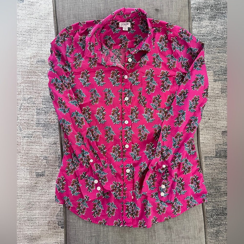 J. Crew Pink Floral Button-Down Shirt - Picture 2 of 8